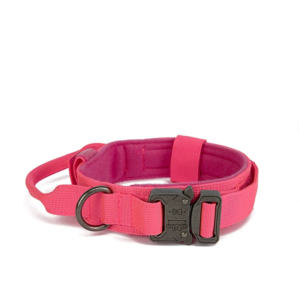 Tactical Nylon Dog Collar & Shock-Absorbing Bungee Leash Set